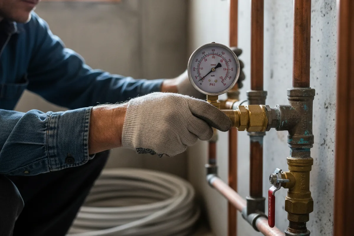 Pressure testing a repaired line during Water Line Repair in Alameda